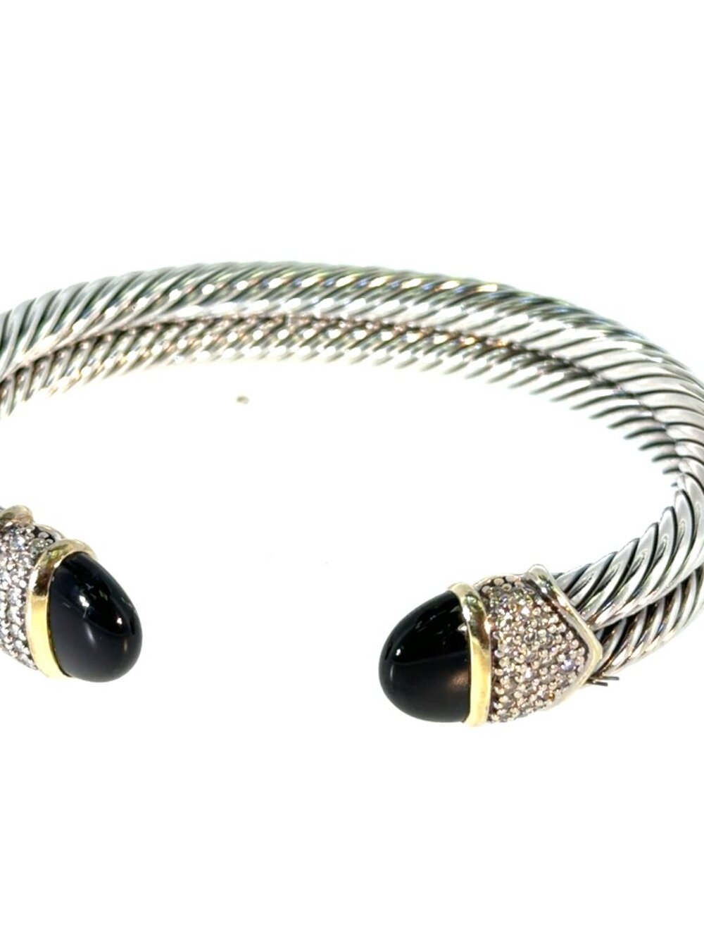 Silver onyx abd diamond bangle